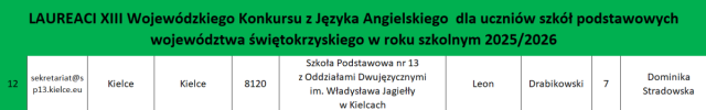 Laureat Wojewódzkiego Konkursu z Języka Angielskiego!