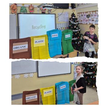 W ramach projektu „Dwujęzyczność łamie bariery” uczniowie klas 3a i 1a podczas zajęć ECO CLIL realizowali temat związany z segregacją odpadów. W trakcie wspólnej zabawy dzieci utrwalały zdobytą wiedzę, segregując śmieci do specjalnie przygotowanych koszy opisanych w języku angielskim oraz nazywając odpady również po angielsku. Zajęcia miały formę aktywnej zabawy, dzięki czemu nauka ekologii i języka była dla uczniów przyjemna i angażująca. 🌍♻️